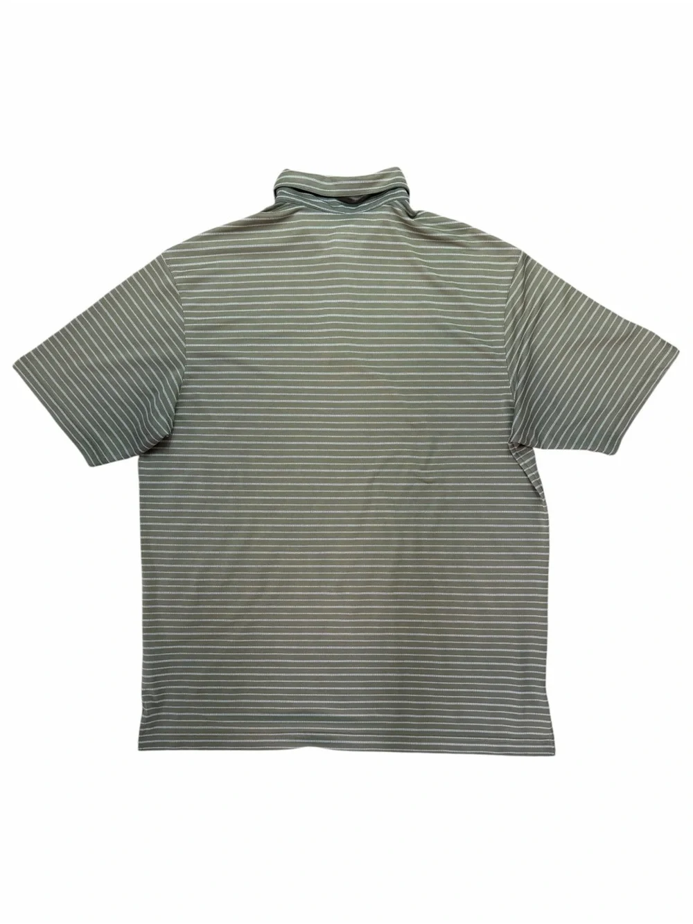 Nike Performance Men's L Green White Striped Short Sleeve Button Golf Polo